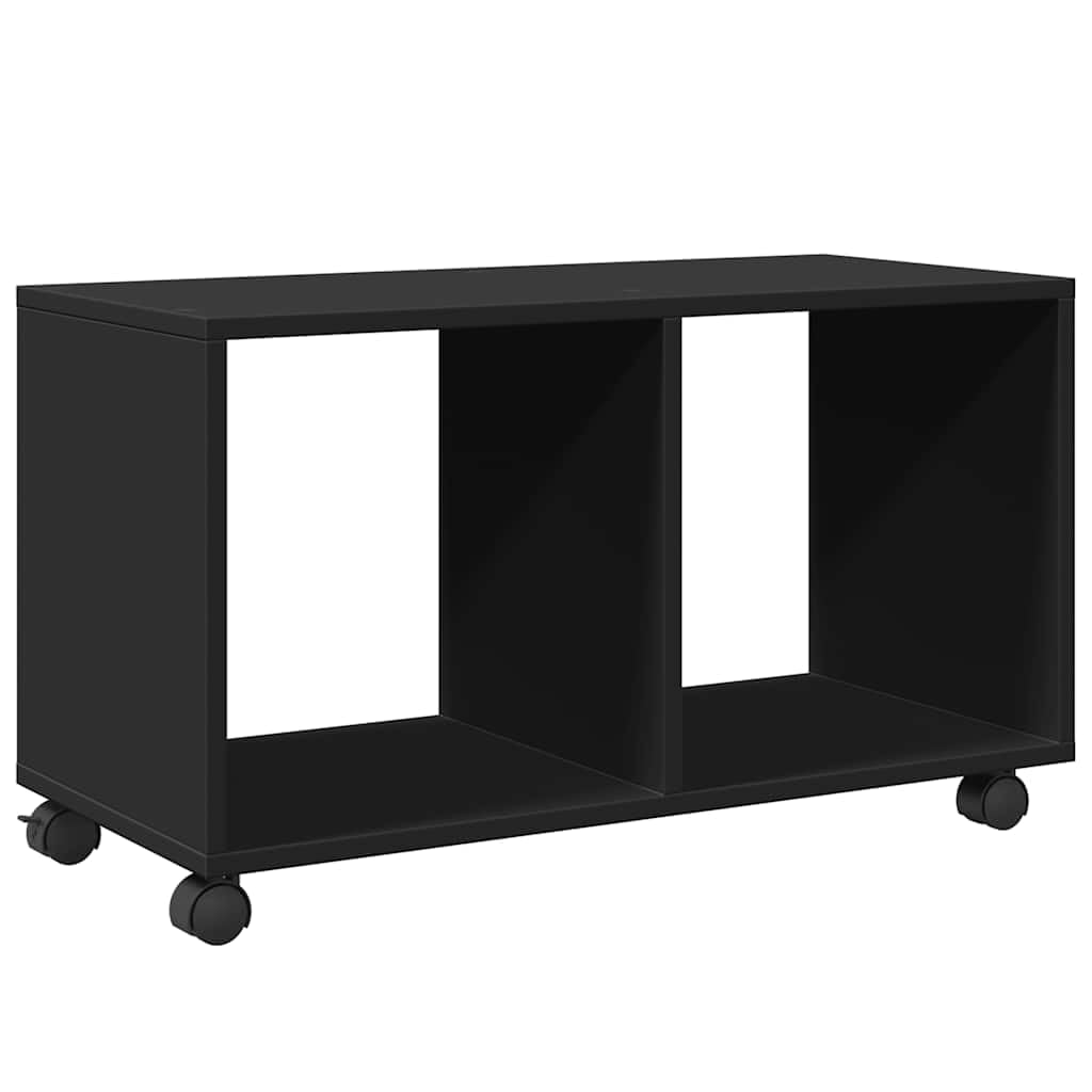 Armadio a rotelle nero, 72 x 33 x 42,5 cm, in legno con ruote