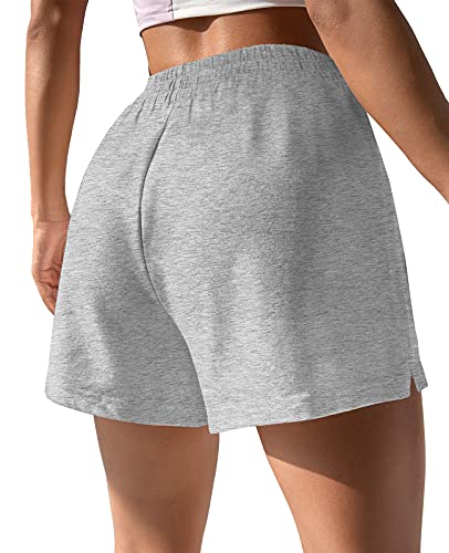 Workout Shorts For Women Athletic Works Shorts With Pockets Elastic Waist Grey L #TOP3