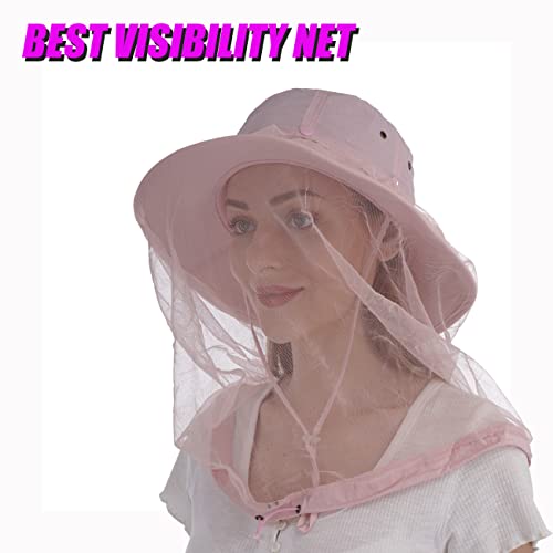 Image of USHAKE Head Net Hat, Safari Hat Sun Hat Bucket Hat with Hidden Net Mesh