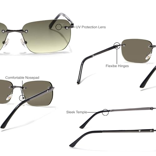 Image of Voyage Rimless Polarized Sunglasses for Men & Women (Black Lens | Black Frame - MG7601)