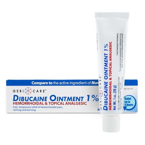 GeriCare Dibucaine Hemorroid Ointment 1% Pain-Relief Hemorrhoid Cream |Hemorroidal & Topical Analgesic| Quick Relief from Burning & Itching | Fast-Acting External Hemorrhoid Treatment 1oz