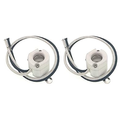 E11 Mini-Candelabra Base Ceramic Lampholder,TWDRTDD Mini Can E-11 Base Porcelain Halogen Bulb Socket with 8 Wire Leads (2-Pack,SizeA)