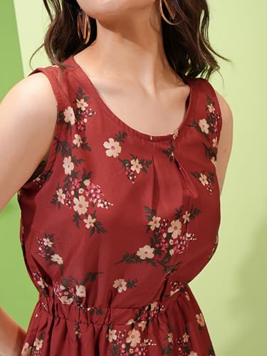 Image of Tokyo Talkies Women's Sleeveless Round Neck Printed Dresses | Stylish| Casual