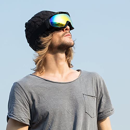 Image of OutdoorMaster OTG Ski Goggles - Over Glasses Ski /Snowboard Goggles for Men, Women & Youth - 100% UV Protection (Black Frame + VLT 15% Grey Lens with REVO Red)