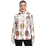RPLIFE Cute Dogs Sonnenschutz-Kleidung für Damen, LSF 50+, mit Reißverschluss und Daumenloch, Süße Hunde, Medium