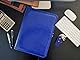 Noda Executive Leder-Portfolio, professionelles Business-Padfolio mit Reißverschluss, Planer, Organizer, Dokumenten-Organizer, Herren-Schreibmappe, blau