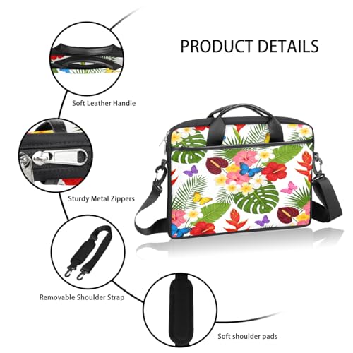Maletín para laptop con estampado Tropical Flower Butterfly 15 pulgadas miniatura 4