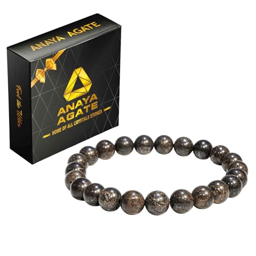 Image of ANAYA AGATE Healing Crystal Bracelet for Women and Men - 8mm Round Beaded Bracelet for Men and Women - Unisex Stretchy Gemstone Bracelet for Healing and Protection