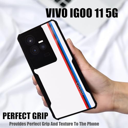 Image of AIBEX Crystal Clear Back Cover Case for IQOO 11 5G | 360 Degree Protection | Shock Proof Design | Transparent Back Cover Case (PC & TPU, Black Bumper)