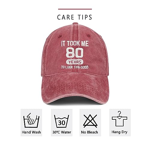 Image of 80th Birthday Gifts 80 Year Old Gifts Ideas for Men Women It Took Me 80 Years to Look This Good Hat Washed Cotton Hat