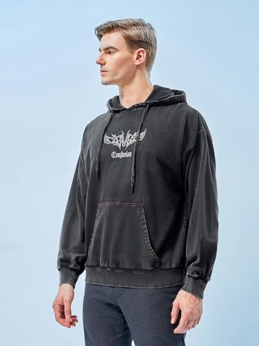 Image of Bewakoof Men's Cotton Blend Official Dc Merchandise Graphic Printed Oversized Fit Full Sleeve Terry Hoodies