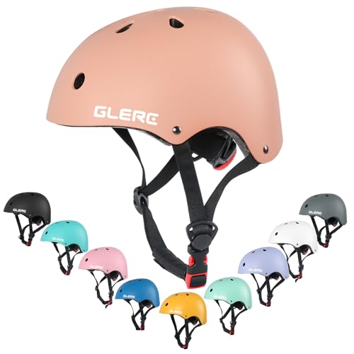 Glerc Kids Multi-Sport Helmet for Boys & Girls Ages over 8 years old, for Bike Scooter, Skate & More, Adjustable Size M, Peach