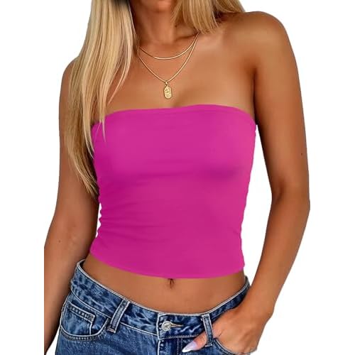 Women Tube Top Summer Strapless Crop Tops Basic Bandeau Going Out Y2k Short Shirt 2026 Outfits