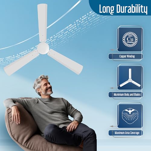 Image of CG Eco 28 | 1200mm Ceiling Fan | BEE 5 Star | BLDC | High Air delivery | Wider Blades | High speed | Anti-rust | Upto 65% Energy Saving | with RF Remote | 2-Year Product Warranty (White)