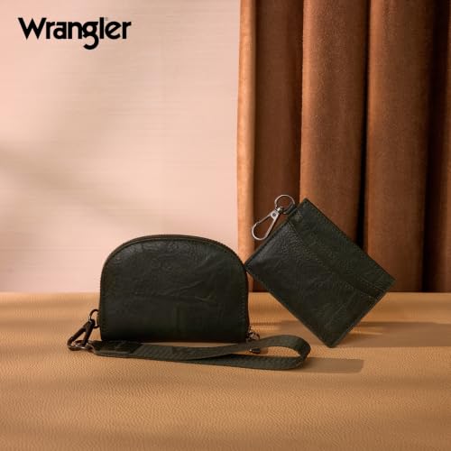 Image of Wrangler KeyChain Wallet Wristlet Wallets for Women Dual Pouch Wristlet with Zipper Womens Credit Card Holder Wallet