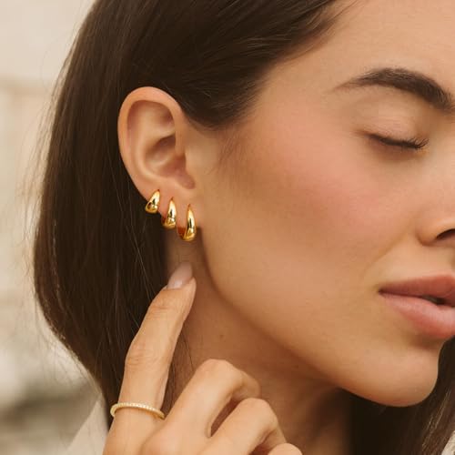 Tasiso Small Hoop Earrings for Women, Dainty 14K Gold Plated Huggie Hoop Earrings Lightweight Hypoallergenic Cubic Zirconia Earring Cute Double CZ Spiral Earrings for Women Trendy Jewelry Gifts3