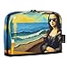 YMGQYJ Mona Lisa Beach Print Pencil Case, Large Capacity Pen Pouch Wide-opening Stationery Bags for Kids Adults School Office