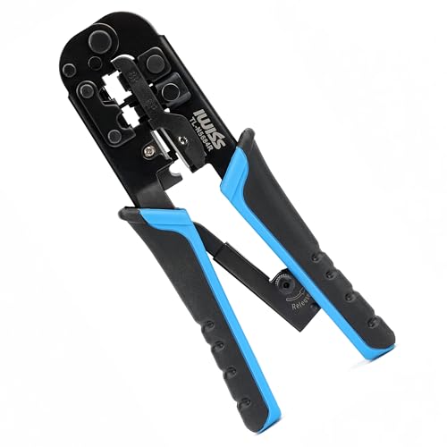 アイウィス(IWISS) RJ45 かしめ工具 端子圧着 多機能 ラチェット式 RJ45 RJ12 RJ11 LANケーブル 電話線対応 TL-N5684R