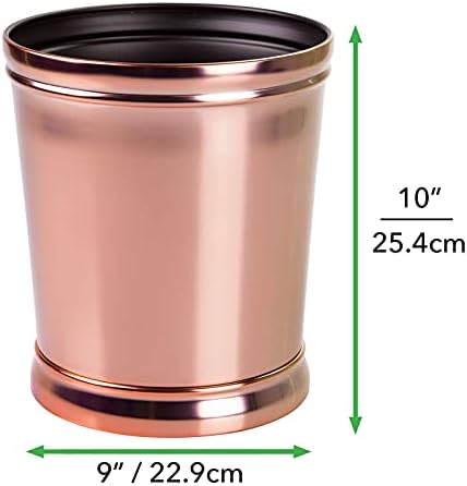 mDesign Waste Bin - Ideal as a Waste Paper Bin or Bedroom Bin - Basket for Kitchen, Bathroom and Office in Modern Design - Rose Gold