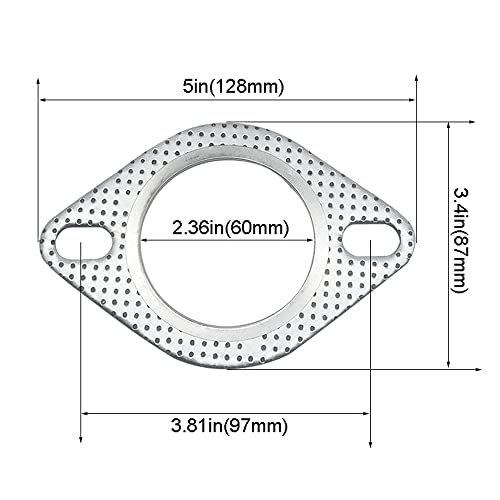 Image of 2-Bolt 2.36inch 60mm Exhaust Flange Gasket for Turbo Manifold Header Down /Dump Pipe Flange, High Temperature Exhaust Gasket 5 PCS