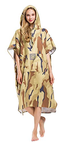 Icegrey Adultos Changing Robe Toalla Poncho con Capucha para Hacer Surf, Nadar Traje de Cambio, Talla única Camuflaje
