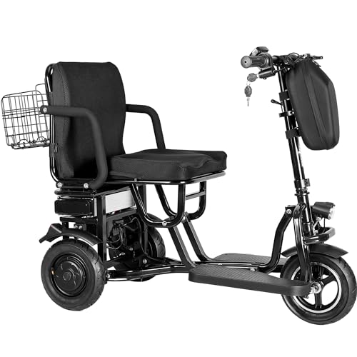 MotoTec Folding Mobility Electric Trike 48v 700w Dual Motor Lithium Black, 42x22x33 Inch, MT-FOLD-TRK-700 - Thumbnail 2
