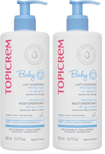 Topicrem - Baby, Lait Hydratant Protecteur pour Bébé, Visage & Corps - Hydrate 48h, Nourrit, Protège la Peau - Texture Onctueuse, Parfum Délicat, Peaux...