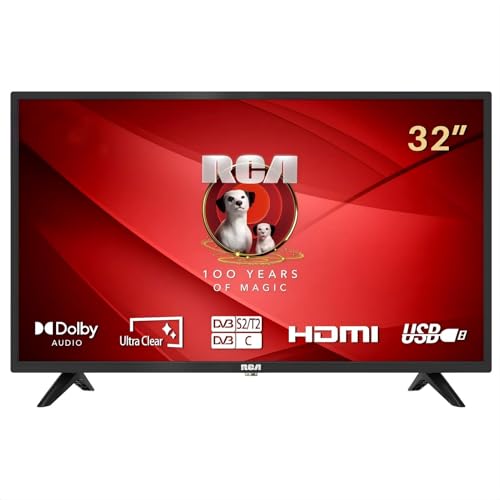 RCA iRB32H3 Televisores 32 Pulgadas (TV 80 cm), Dolby Audio, LED, HDMI, USB, Salida de Audio Digital, Triple sintonizador DVB-C/T2/S2, Ci+, Incluido Modo Hotel
