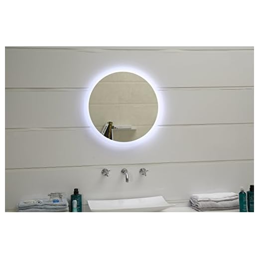 Design LED-belysning badrumsspegel väggspegel ljusspegel GS047N rund 60 cm (kall vit)