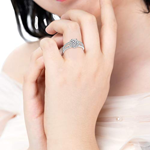 Uloveido Platinum Or Rhodium Plated Silver Round-Cut Cubic Zirconia Antique Ring For Bride (Size 10) J510 #TOP1