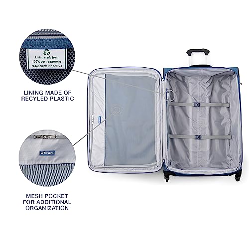 Image of Travelpro Maxlite 5 Softside Expandable Luggage with 4 Spinner Wheels, Lightweight Suitcase, Men and Women, Ensign Blue, Checked-Large 29-Inch