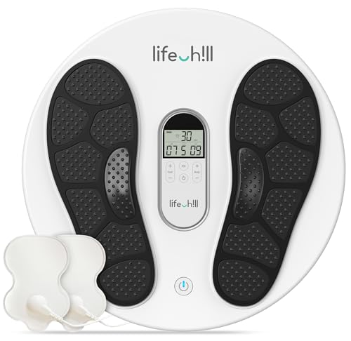 Lifechill EMS Circulation Machine for Feet and Legs, Foot Massagers for Pain Relief, Rechargeable TENS & EMS Foot Massager, 10 Modes 20 Intensities, 8 Body Pads, Plantar Fasciitis Relief