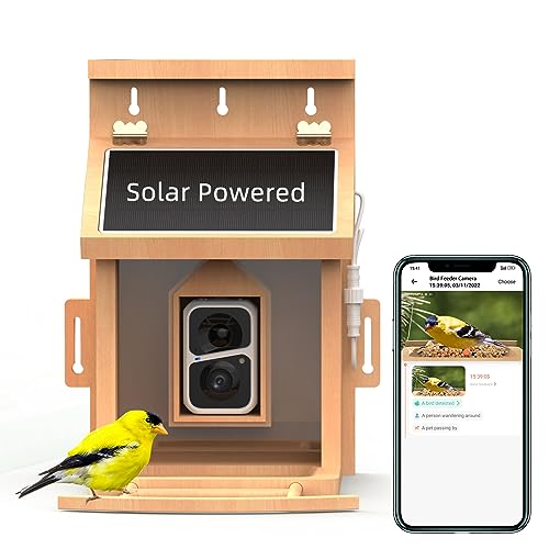Solar Smart BirdFeeder with Camera - Auto Capture, Interactive Wood House for Wild Birds - Great Gift for Bird Lovers