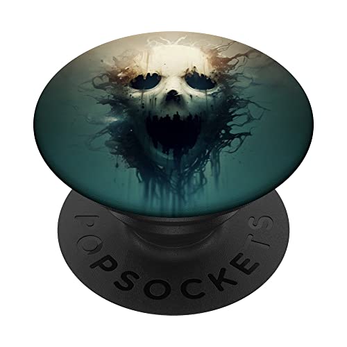 Creepy Ghost Face for Halloween PopSockets Swappable PopGrip, Black