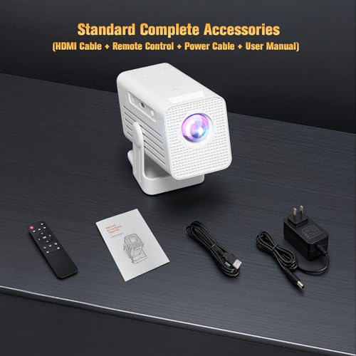XENPONAD Mini Projector with WiFi and Bluetooth, 4K Supported Portable Smart Projector, Android 11 Built-in Apps, 260 ANSI Auto Keystone Short Throw Movie Projector for Bedroom, Camping, Outdoor Use