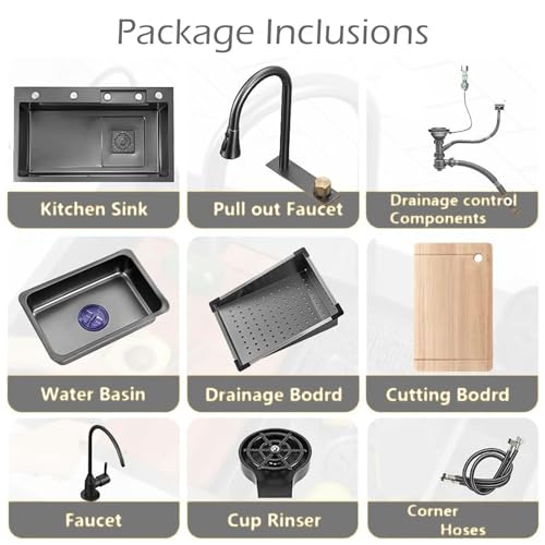 Image of 304 Grade Stainless Steel Sink For Kitchen & Free Stainless Steel Counter Top | 30 X 18 X 9 Inchs | With Anti Scratch Honeycomb Design | Nano Coated | Multifunction