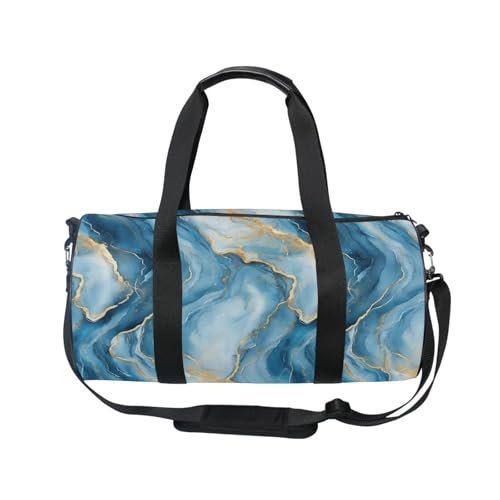 Marble Blue Sports Duffel Bag Full Print Durable Barrel Gym Bag with Large Capacity, Adjustable Strap and Side Zippered Pocket for Fitness Sports Training and Travel2