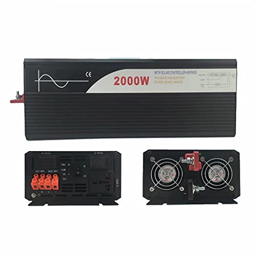 Qcyp Inversor De Energía Solar De Onda Sinusoidal Pura 2000w 12v 24v Dc A Ac 120v 220v Con Controlador Solar Con Bypass, 2000w, 24v 220-230v