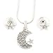 Produktbild Klar Österreichischer Kristall Mond Anhänger mit Silber Ton Kette und Ohrstecker Set  40 cm L/5 cm EXT  in Geschenkbox