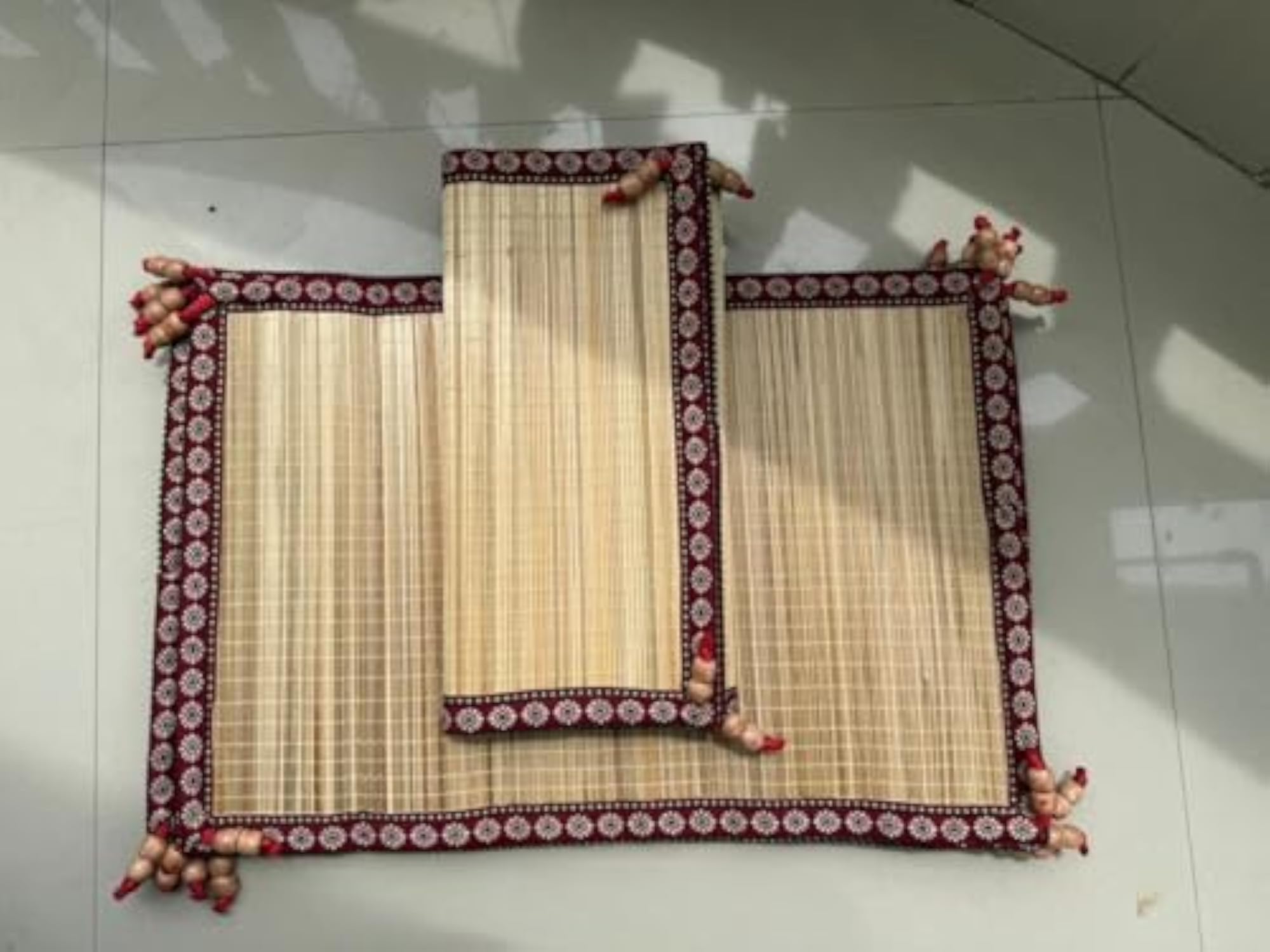 Handcrafted Bamboo Dining Table Mat Set with Runner