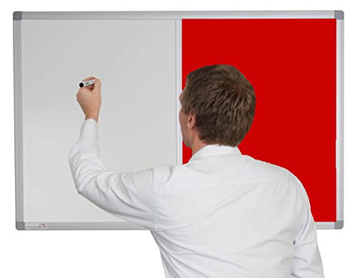 Combination Non-Magnetic Whiteboard with Corded Hessian Fabric 1800x1200mm, Red
