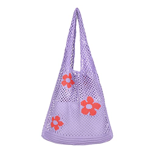 Image of Ovida Crochet Tote Bag Mesh Beach Bag Fairycore Hobo Bag Fairy Grunge Aesthetic Shoulder Bag Y2k Purse for Women Girls