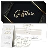 50 Blanko Gutscheine zum selber Ausfüllen | Inklusiv Aufsteller und Aufkleber | Premium Druck | Gutscheinkarten Geschenkgutscheine