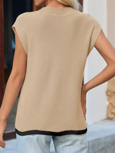 Saodimallsu Womens Cap Sleeve Knit Tops Casual Sleeveless Color Block Crew Neck Loose Fit Summer Trendy Sweater Vest4