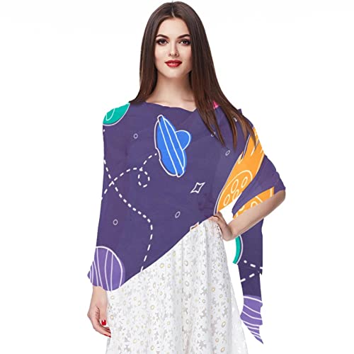 Foulard en mousseline de soie à motif planète pour vos sorties et soirées d'été