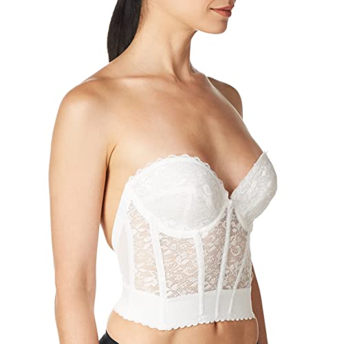 Carnival Womens Low Plunge Lace Longline Bra, White, 38C #TOP2