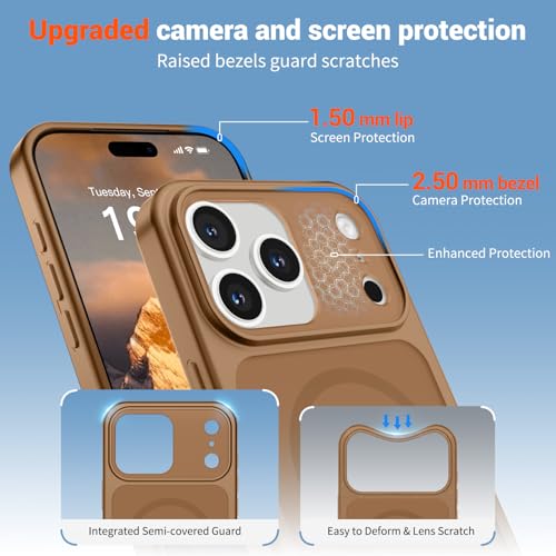 Image of SUPFINE Magnetic for iPhone 17 Pro Case Brown | (Compatible with MagSafe)(Military Grade Drop Protection)(Camera Protection)Translucent Matte Phone Cover