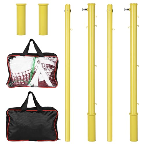 Outdoor Badminton and Volleyball Post with Volleyball Net/Badminton Net for Backyard Beach Lawn
