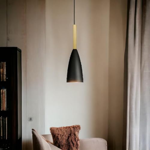 Image of GreyWings Modern Cone Black Aluminium Hanging Pendant Light Cord, Antique Decor,Bulb not Included, Pack of 4