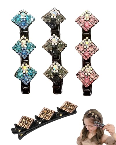 UYRVAPE Pack of 4 Hair Clips, Colourful Sparkling Crystal Hair Clip Flower, Hair Clip for Women and Girls, Fashionable Double Layer Hair Clip, Duck Beak Hair Clip